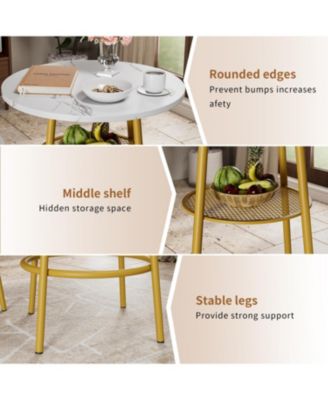 3-Pc Faux Marble Dining Set with 2 Stools