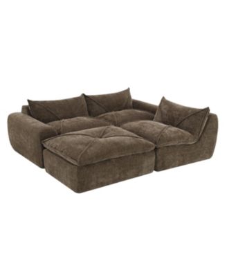  116" Fully Compressed Sofa, High Density Foam, No Assembly, Chenille