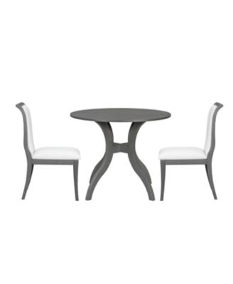  Oak Gray Round Dining Set- 39.4" Table + 2 Chairs