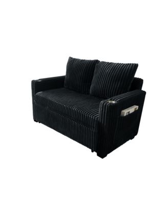 53" Corduroy Sleeper Sofa with USB Charging & Adjustable Back