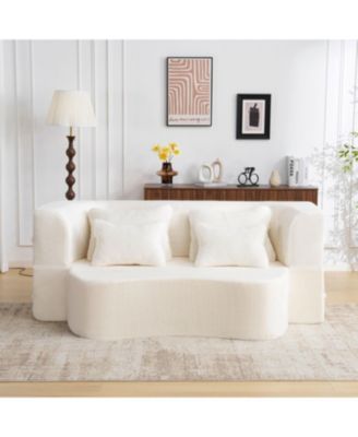  Queen White Floor Sofa Bed with Pillows