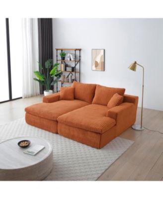 Streamdale 87" Oversized Sectional Sofa Bed with Double Chaise - Orange