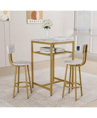 Bar table, equipped with 2 bar stools, with backrest and partition