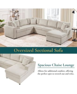 Oversized U-Shaped Sectional Sofa with Chaise Lounge.