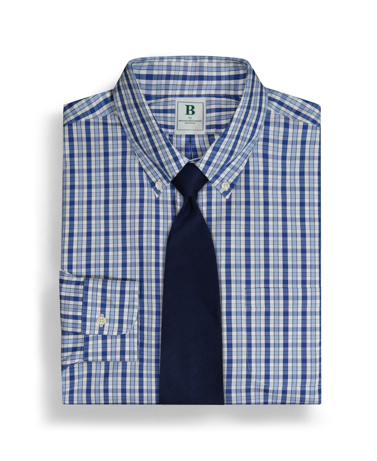 B by Brooks Brothers Men's Regular-Fit Check Pinpoint Dress Shirt
