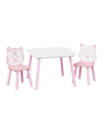 Streamdale Kids 3-Piece Table & Chair Set - Animal Backrest (Pink/White)