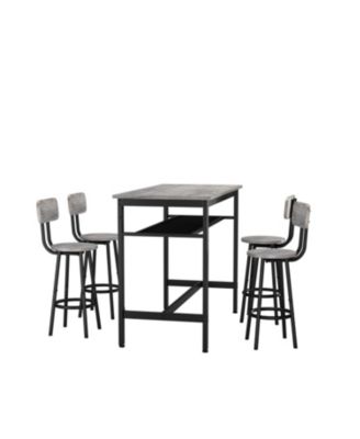 Bar Table & 4 Chairs - Counter Height, Gray