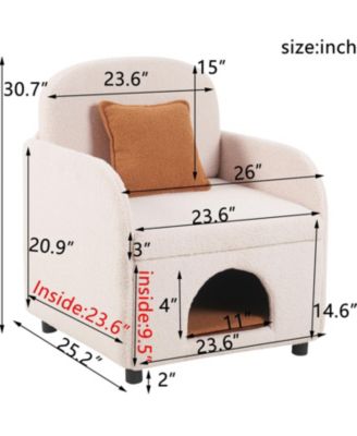 Cream White 2-in-1 Pet-Friendly Sherpa Armchair with Lumbar Pillow