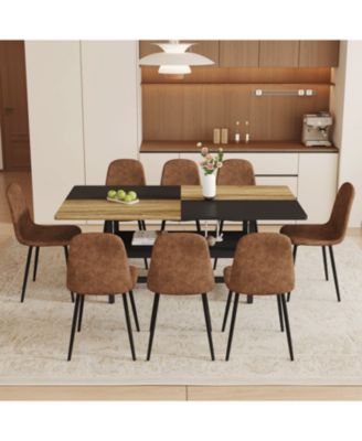 Streamdale Wooden Dining Table Set with 8 Brown Chairs