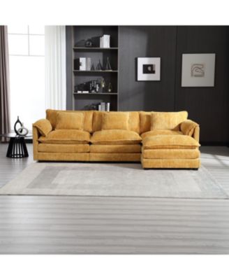 Oversized Chenille Sectional Sofa with Ottoman & Memory Foam