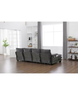 U Shaped Cloud Couch, 110" Chenille Sectional Sofa with Double Chaise