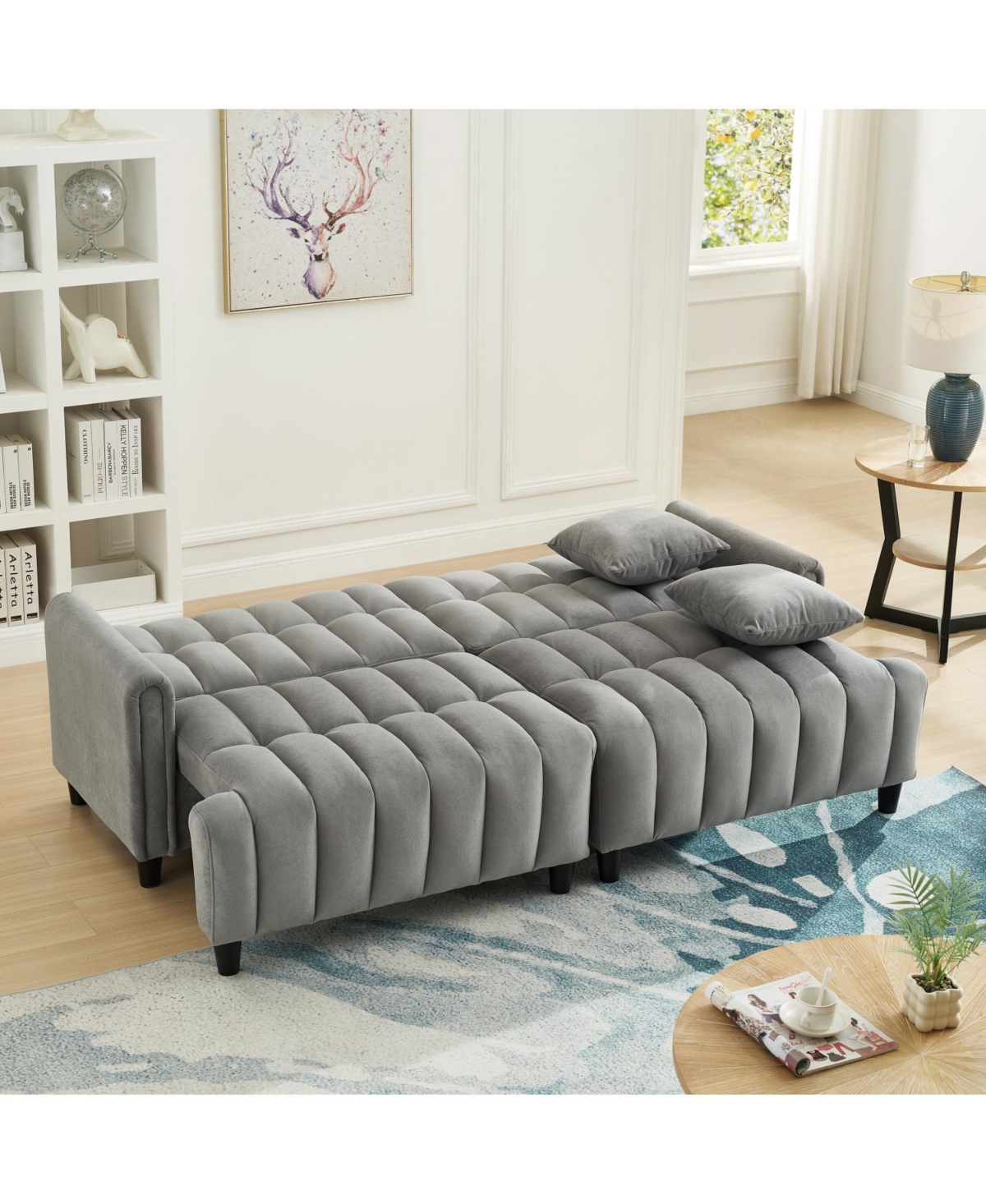 Streamdale Furniture 83" Futon Sofa Bed with Pillows, Convertible Sleeper