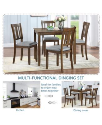 Elegant Walnut 5-Piece Dining Table Set