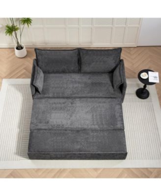 Pull Out Sofa Bed, Corduroy Sleeper Couch w/ Storage & USB Ports