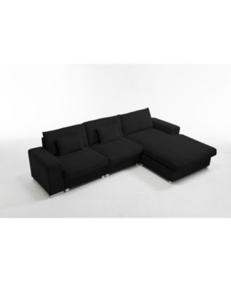 Streamdale Nordic L-shaped Flannel Sofa, Wooden Frame, Minimalist Living Room