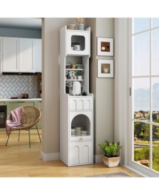 Streamdale White Sideboard Storage Cabinet  & Multi-Functional with Glass Doors