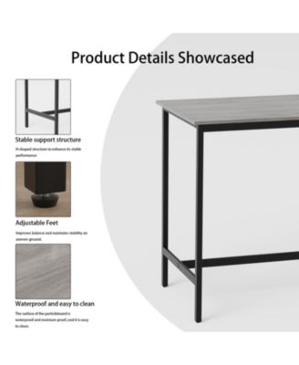Grey Bar Table Set with 4 Stools, Backrest, 47.24"L