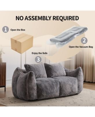 Giant Bean Bag Couch, Ultra Soft Fluffy Loveseat Sofa, Grey