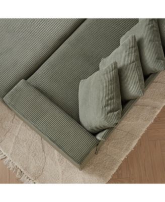 Corduroy L-Shaped Sectional Sofa with Chaise & Storage