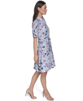 Women's Short-Sleeve Collared Shirt Dress