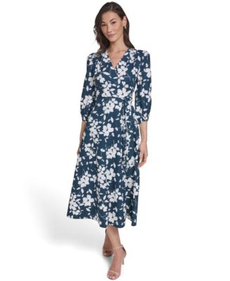 Women's Faux Wrap V-Neck Midi Dress