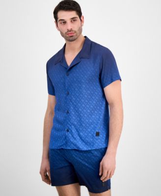 BOSS by Men's Gradient B Button-Up Swim Shirt