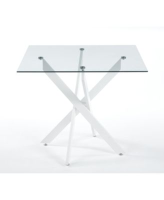 Modern Glass Dining Table White Legs 90x90cm