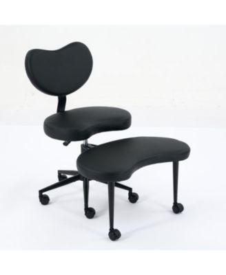 Meditation Chair Plus - Cross Legged, Wheeled, Lumbar Support, Black PU