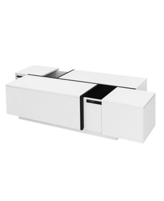 Extendable High-Gloss Coffee Table w/ Storage Drawers