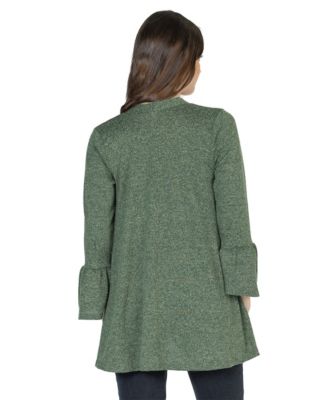 Women's Knit Three Quarter Bell Sleeve Open Cardigan Sweater