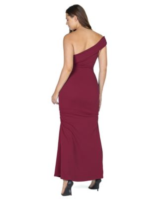 Women's Formal One Shoulder Rouched Mermaid Maxi Dress