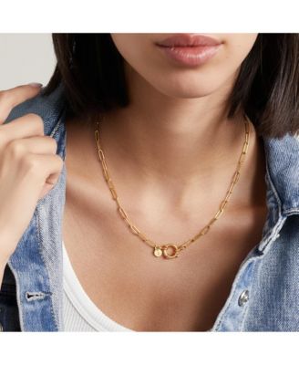 Gold-Plated Paperclip Chain Necklace with Toggle Clasp
