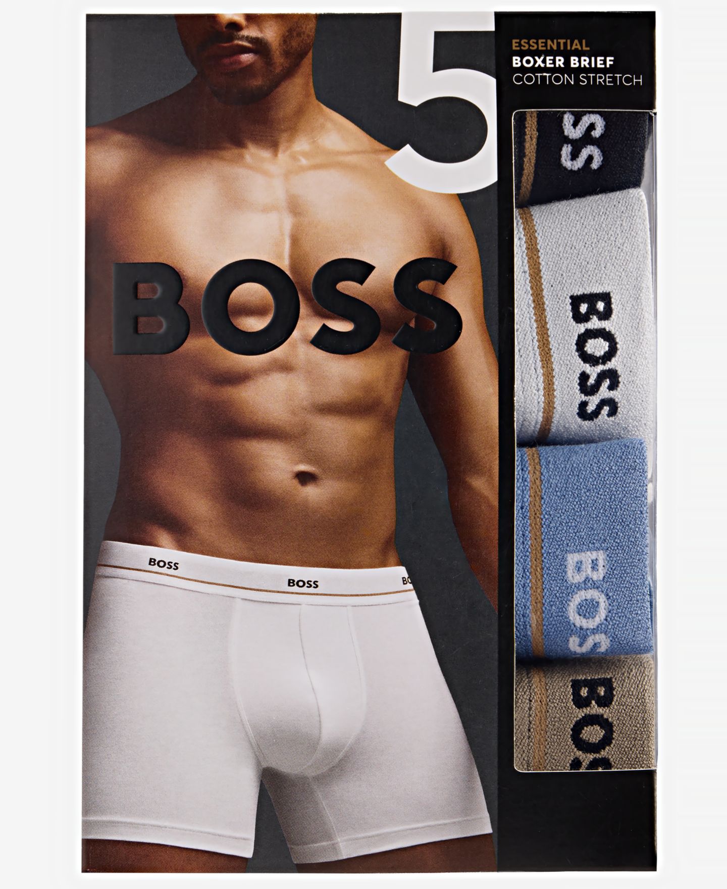 Трусы-боксеры Essential для мужчин, хлопок-стрейч, 5 шт. — Hugo Boss, цвет: Чёрный, вариант 1 — фото 3