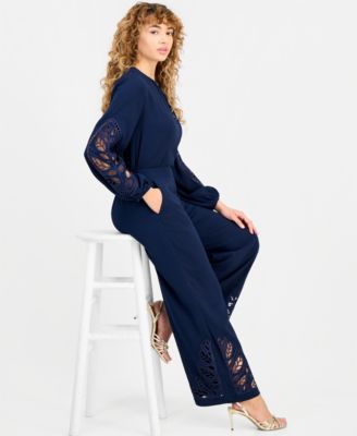 Women's Embroidered-Hem Wide-Leg Pants