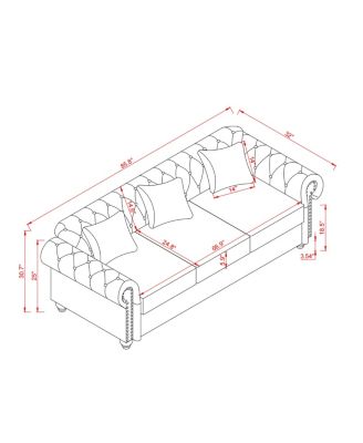 85.8" Chesterfield Sofa - Tufted Faux Leather PU - Burgundy