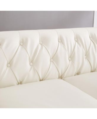  Ivory Chesterfield Sofa Tufted Faux Leather with Storage