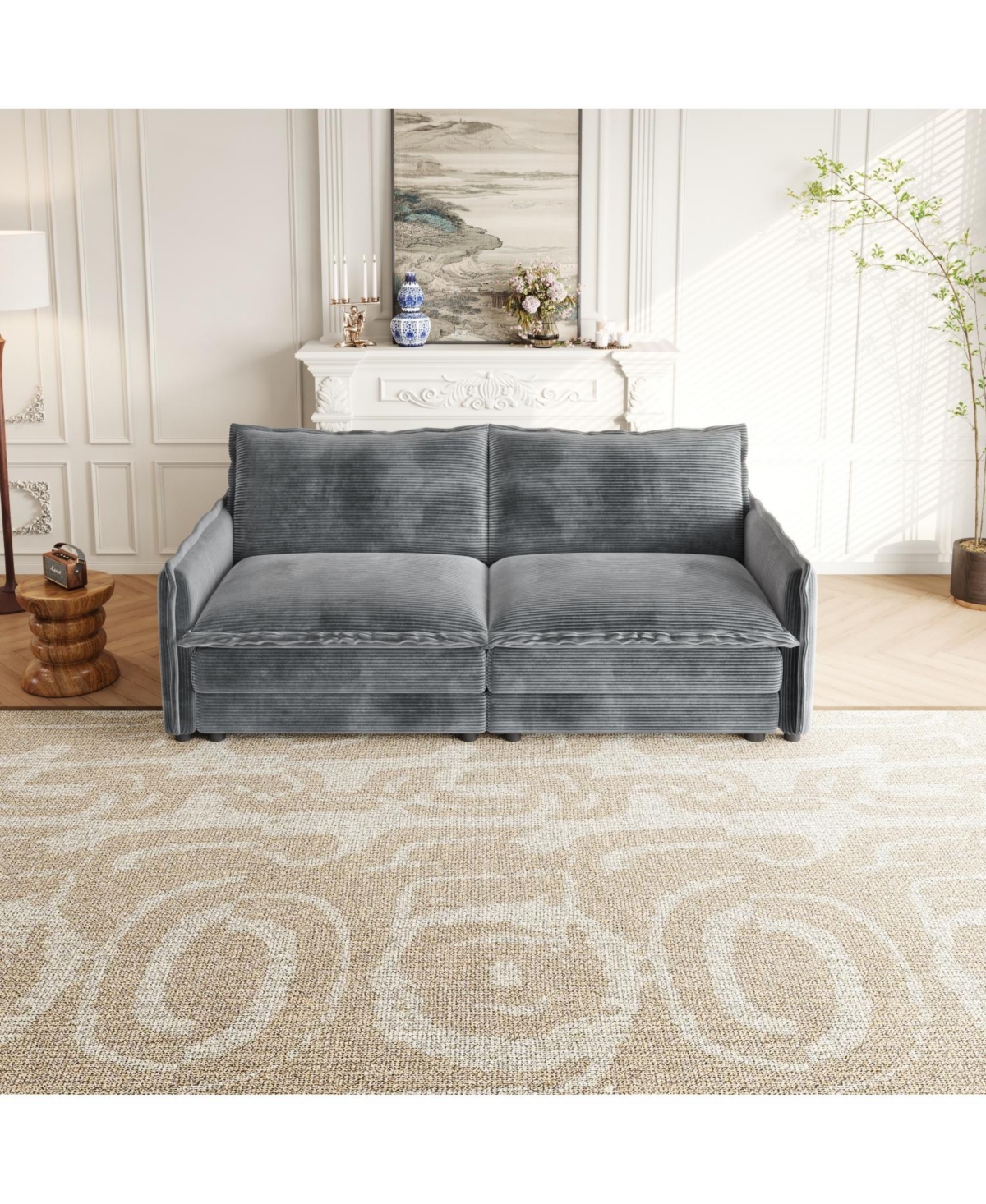 Streamdale Furniture Corduroy Loveseat Sofa with Pillows
