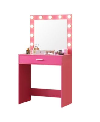 Vanity Desk with Mirror & Drawer, Adjustable Lights