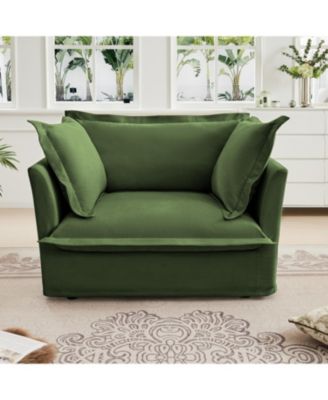 Chenille Slip-Covered Armchair with Large Cushions