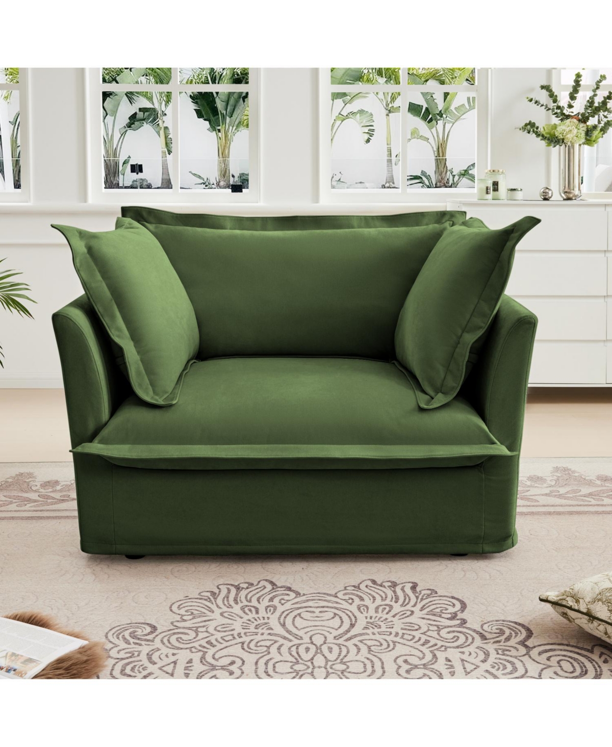 Streamdale Furniture Chenille Slip-Covered Armchair with Large Cushions