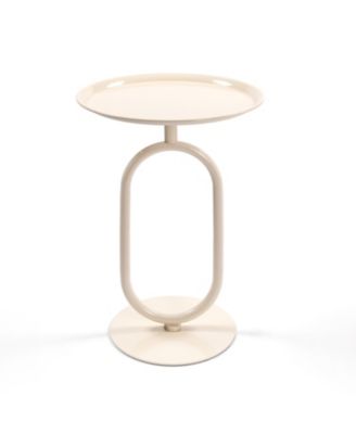 Modern Round Metal Lantern End Table, 24" Height