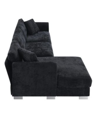 Modern Cloud Sectional Sofa, 4-Seat L-Shaped Couch with Pillows