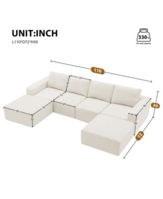 Modular U-Shaped Chenille Sectional Sofa with Ottomans