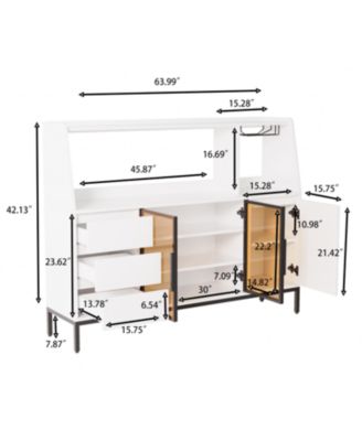 Modern Sideboard 3 Drawers & Glass Door