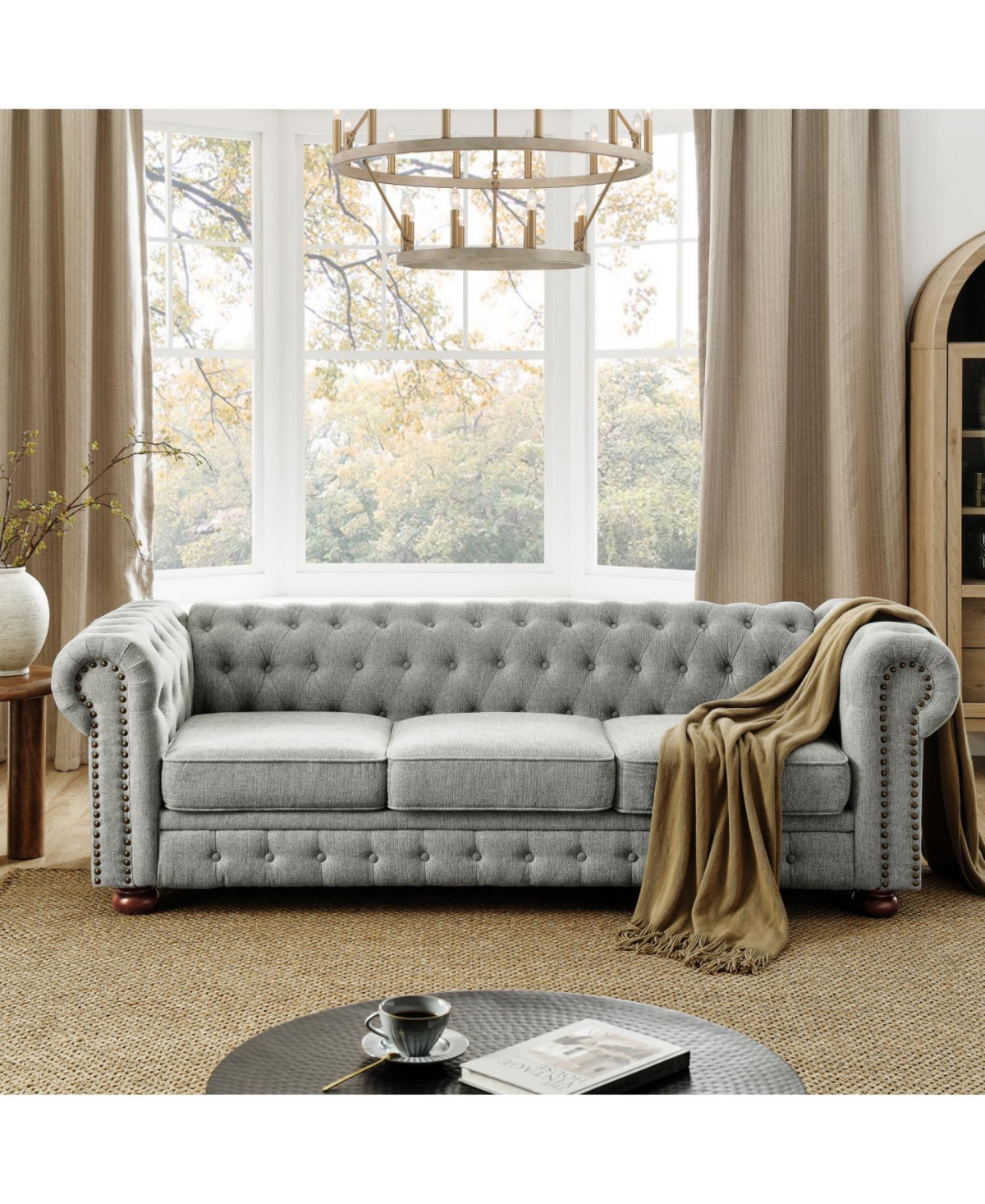 Streamdale Furniture Chesterfield Tufted Linen Sofa
