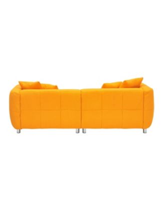 89" Yellow Sofa with Metal Legs & Pillows