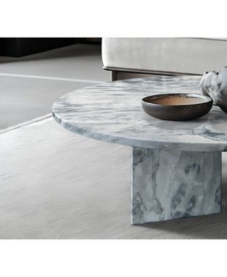 Blue Gray Marble Coffee Table - 27.6 Inch