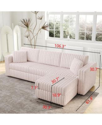 106" 2-Piece Fabric Upholstered Sofa & Ottoman Set