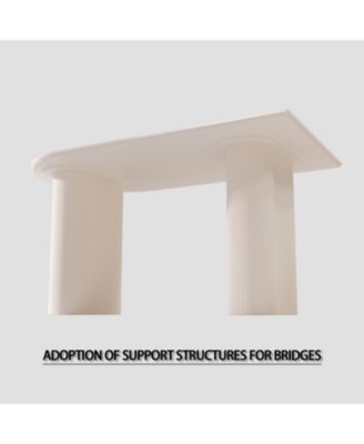 Cream Modern Dining Table & Irregular Side Table