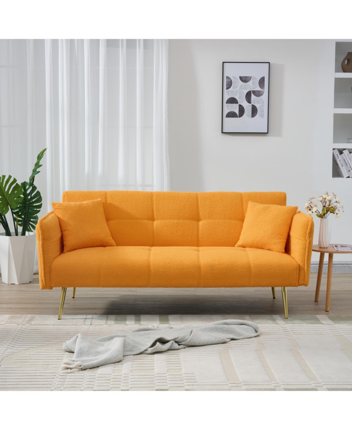 Streamdale Furniture 70" Teddy Fleece Convertible Sofa Bed